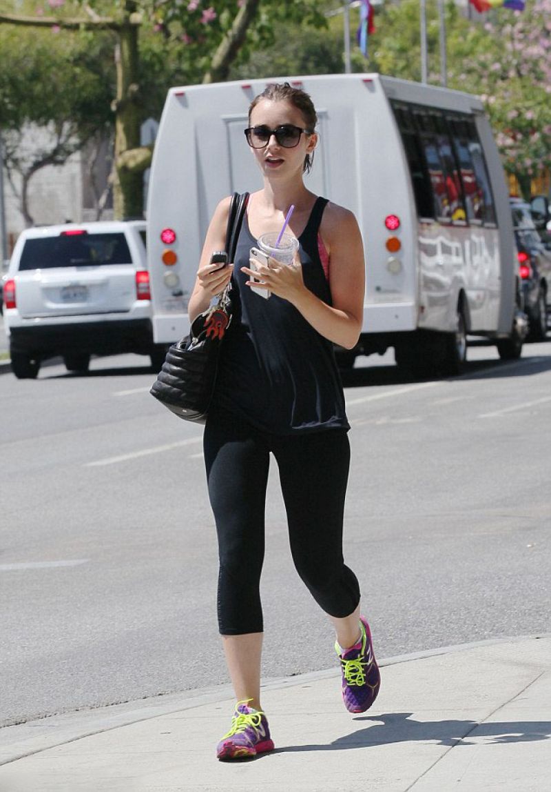 LILY COLLINS Leaves a Gym in Los Angeles – HawtCelebs