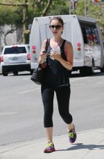 LILY COLLINS Leaves a Gym in Los Angeles