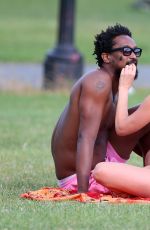 LISA SNOWDON and Boyfriend Adereti Monney at Finsbury Park