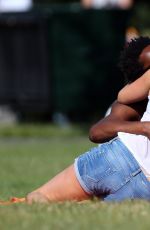 LISA SNOWDON and Boyfriend Adereti Monney at Finsbury Park