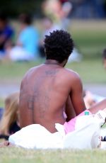 LISA SNOWDON and Boyfriend Adereti Monney at Finsbury Park