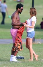 LISA SNOWDON and Boyfriend Adereti Monney at Finsbury Park