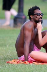 LISA SNOWDON and Boyfriend Adereti Monney at Finsbury Park