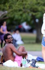 LISA SNOWDON and Boyfriend Adereti Monney at Finsbury Park