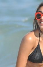 LOURDES LEON in Black Bikini at a Beach in Cannes