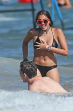 LOURDES LEON in Black Bikini at a Beach in Cannes