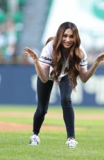 MEGAN FOX Throws 1st Pitch at LG Twins vs Doosan Bears Game in Seoul