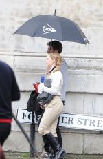 MIA WASIKOWKA on the Set of Alice in Wonderland: Through the Looking Glass in Surrey