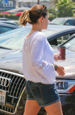 NEVE CAMPBELL in Denim Shorts Out in Los Feliz