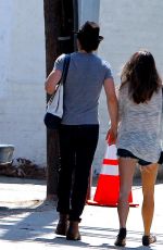 NIKKI REED in Denim Shorts at Farmers Market in Studio City