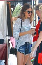 NIKKI REED in Denim Shorts at Farmers Market in Studio City