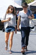 NIKKI REED in Denim Shorts at Farmers Market in Studio City