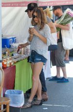 NIKKI REED in Denim Shorts at Farmers Market in Studio City