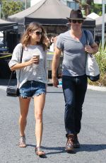 NIKKI REED in Denim Shorts at Farmers Market in Studio City