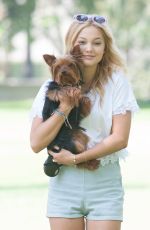 OLIVIA HOLT Walks Her Dog at a Park in Los Amgeles
