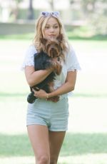 OLIVIA HOLT Walks Her Dog at a Park in Los Amgeles