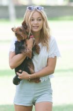 OLIVIA HOLT Walks Her Dog at a Park in Los Amgeles