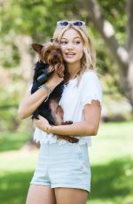 OLIVIA HOLT Walks Her Dog at a Park in Los Amgeles