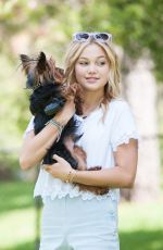 OLIVIA HOLT Walks Her Dog at a Park in Los Amgeles