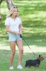 OLIVIA HOLT Walks Her Dog at a Park in Los Amgeles