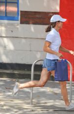 PIPPA MIDDLETON in Denim Shorts Running Out at Kings Road in London