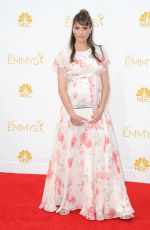 Pregnant AMANDA PEET at 2014 Emmy Awards