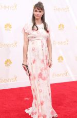 Pregnant AMANDA PEET at 2014 Emmy Awards