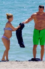 Pregnant HAYDEN PANETTIERE in Bikini on the Beach in Miami