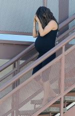 Pregnant MILA KUNIS in Tights Leaves Prenatal Yoga Class in Los Angeles