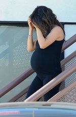 Pregnant MILA KUNIS in Tights Leaves Prenatal Yoga Class in Los Angeles