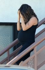 Pregnant MILA KUNIS in Tights Leaves Prenatal Yoga Class in Los Angeles