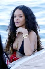 RIHANNA in Bikini at a Boat in Sicily