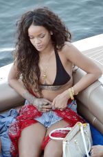 RIHANNA in Bikini at a Boat in Sicily