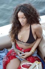 RIHANNA in Bikini at a Boat in Sicily