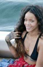 RIHANNA in Bikini at a Boat in Sicily