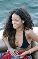 RIHANNA in Bikini at a Boat in Sicily