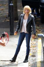 SIENNA MILLER on the Set of Adam Jones in London