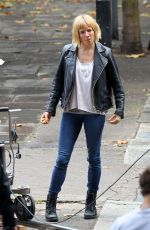 SIENNA MILLER on the Set of Adam Jones in London