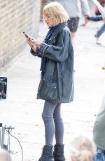 SIENNA MILLER on the Set of Adam Jones in London
