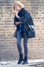 SIENNA MILLER on the Set of Adam Jones in London