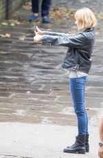 SIENNA MILLER on the Set of Adam Jones in London
