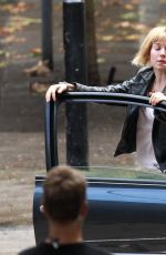 SIENNA MILLER on the Set of Adam Jones in London