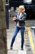 SIENNA MILLER on the Set of Adam Jones in London