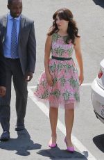 ZOOEY DESCHANEL on the Set of New Girl in Los Angeles