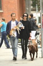 ANNE HATHAWAY Walks Her Dogs Out in New York