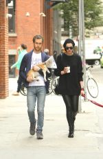ANNE HATHAWAY Walks Her Dogs Out in New York