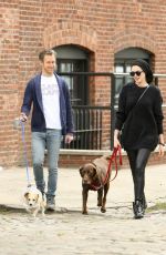ANNE HATHAWAY Walks Her Dogs Out in New York