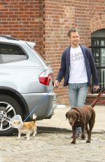 ANNE HATHAWAY Walks Her Dogs Out in New York