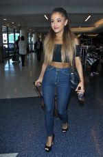 ARIANA GRANDE in Jeans, at LAX Airport in Los Angeles