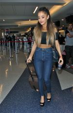 ARIANA GRANDE in Jeans, at LAX Airport in Los Angeles